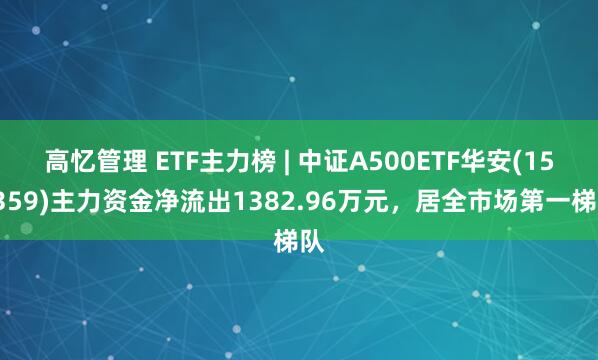 高忆管理 ETF主力榜 | 中证A500ETF华安(159359)主力资金净流出1382.96万元，居全市场第一梯队