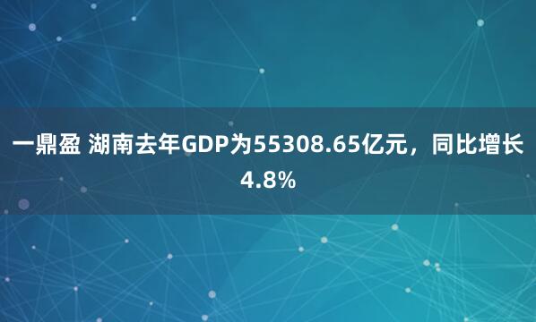 一鼎盈 湖南去年GDP为55308.65亿元，同比增长4.8%
